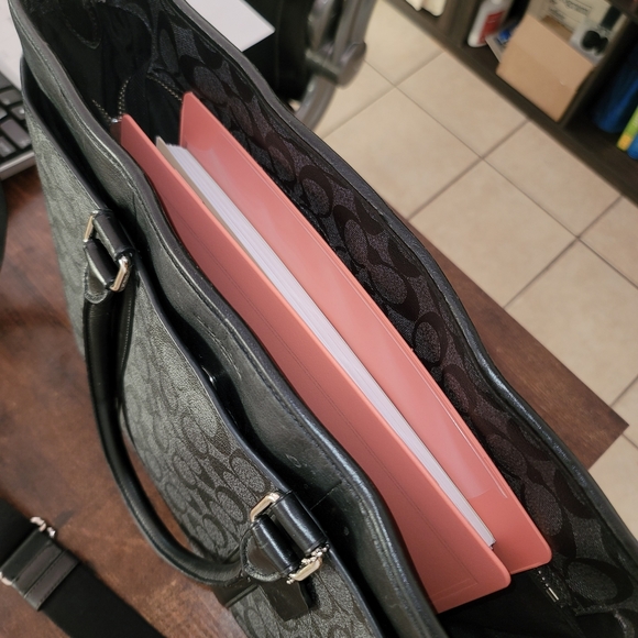 COACH black monogram Briefcase computer bag travel - Picture 17 of 17
